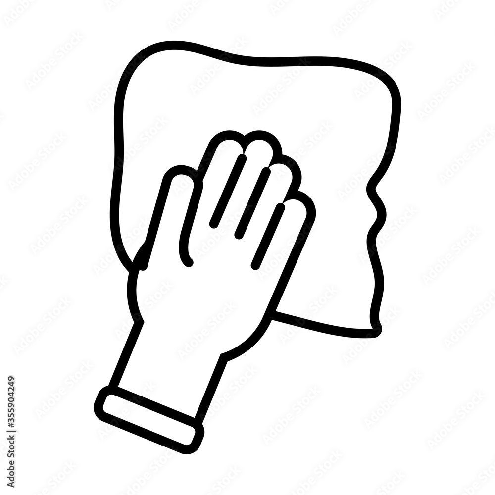 hand with absorbent towel line style icon hand with absorbent towel line style icon