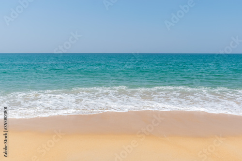 Beautiful tropical landscape beach sea and sand in Mai Khao Beach,Phuket, Thailand .
