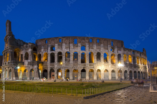 View of Colosseum in Rome at night Italy, Europe