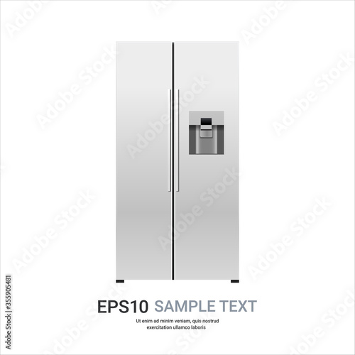 white refrigerator side by side fridge freezer modern kitchen household home appliance concept isolated copy space vector illustration