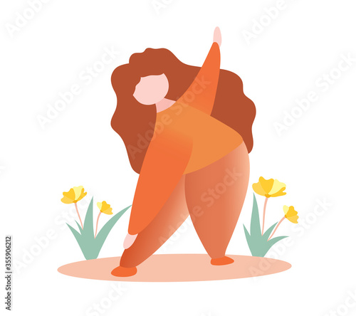 Woman doing stretch legs and arms for exercise. Warm up  and cool down posture. Healthy lifestyle concept.