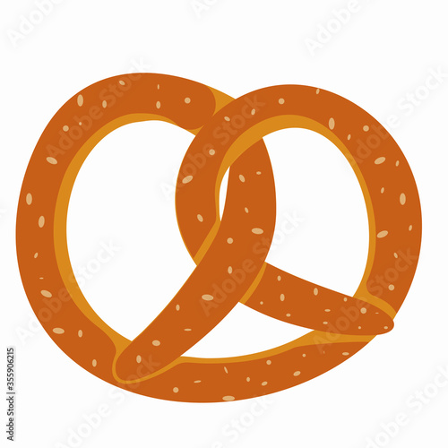 Pretzel isolated image in flat style on white background.