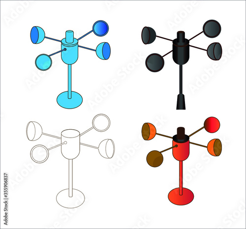 physics. wind meter device. pressure and lifting force. open air pressure. Windmeter control device. Wind speed meter. Measurement Wind Speed and Pressure Rotate