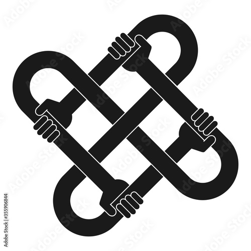 cross shaped unity symbol made of strong arms