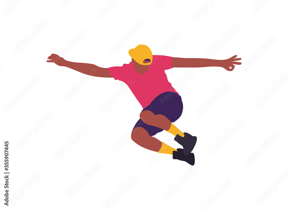  Young successful funny guy jumping up vector illustration. Boy jumps. Man jumps. Businessmen jumps. Successful man.