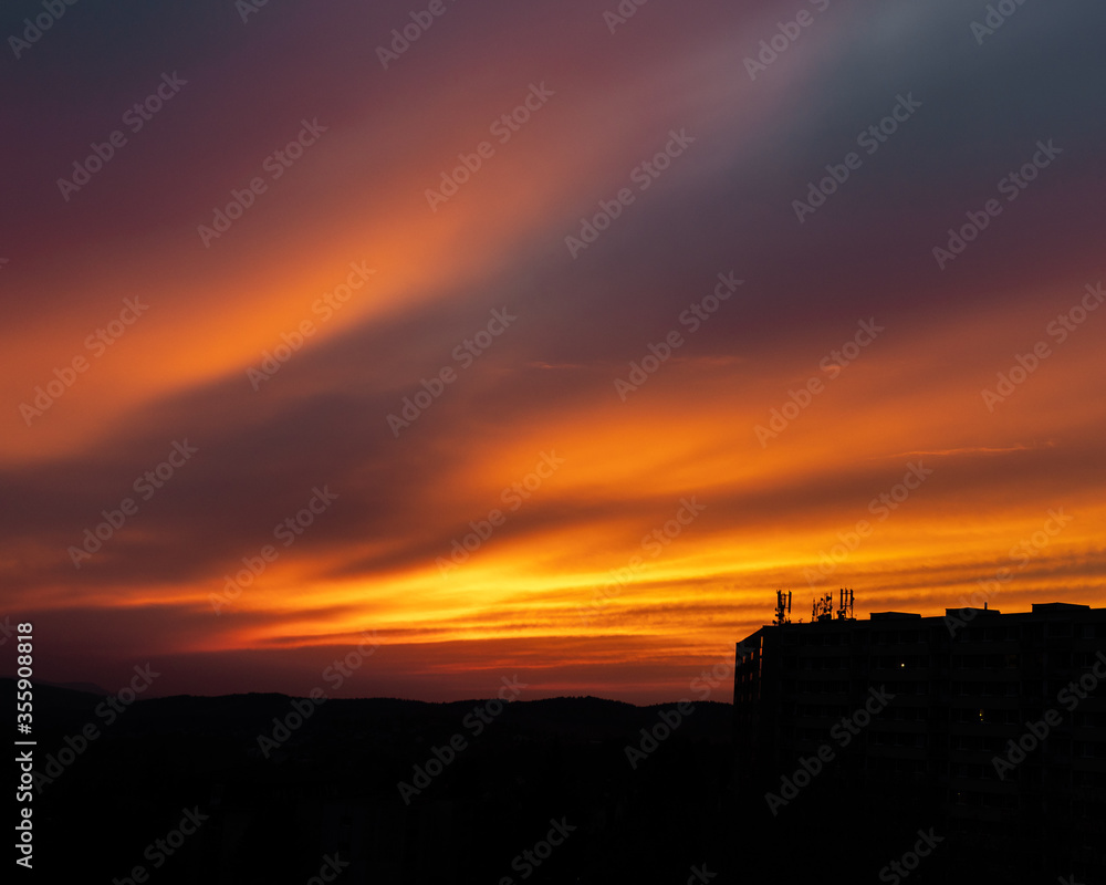 sunset over the city