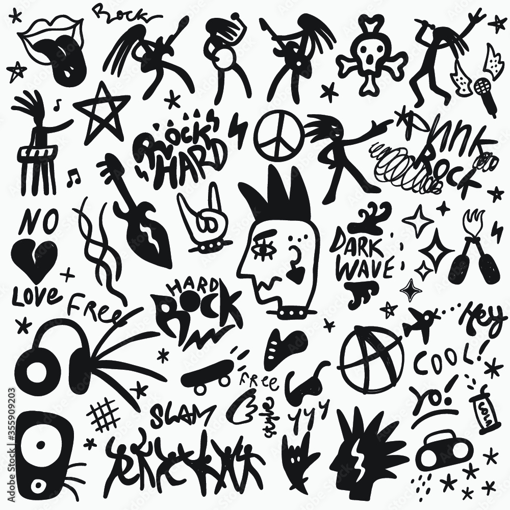 rock music doodles rock music doodles
