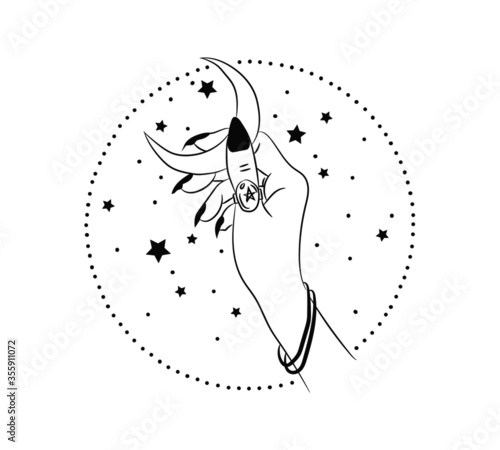 The hand of the witch, the fairy who holds the moon. Moon in hand. It spells, power, cleansing