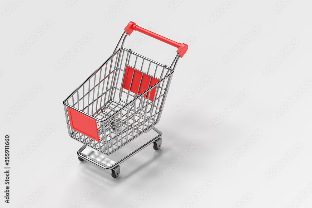 Empty shopping cart with white background, 3d rendering. Empty shopping cart with white background, 3d rendering.