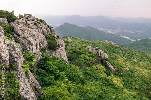 The famous landmark mountain peak and the natural scenery of Busan, South Korea.
