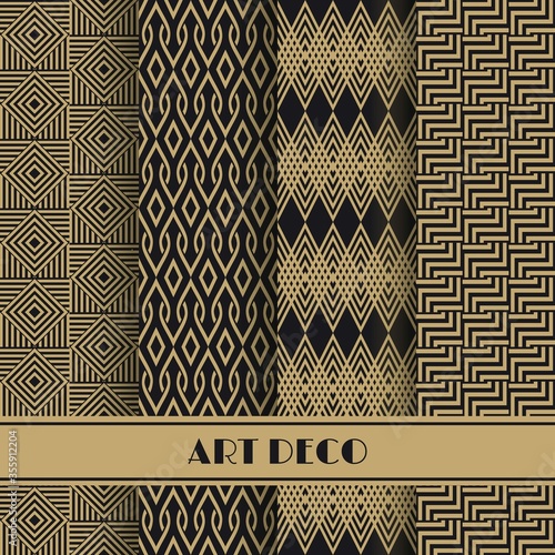 Set of art deco seamless pa...