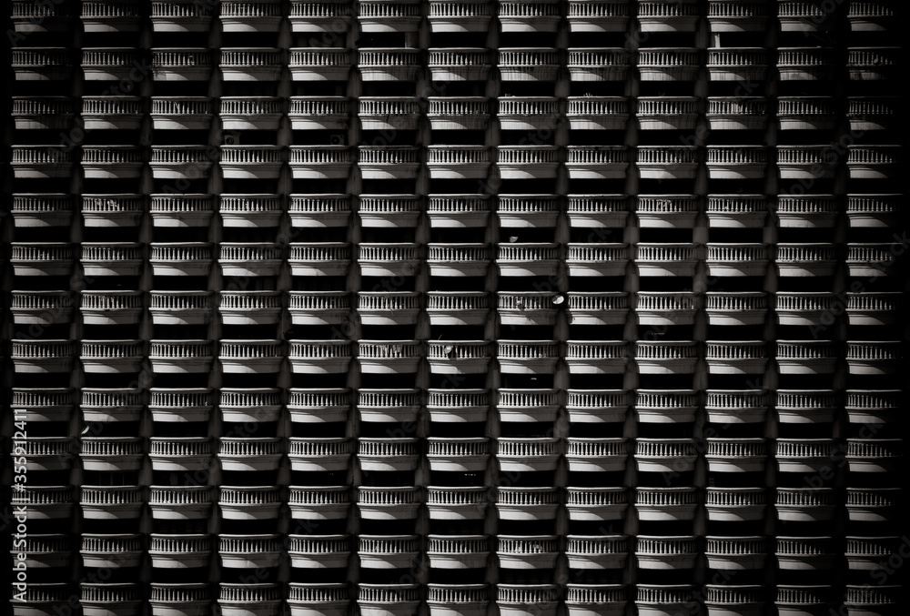 Pattern of the balconies in black and white. Pattern of the balconies in black and white.