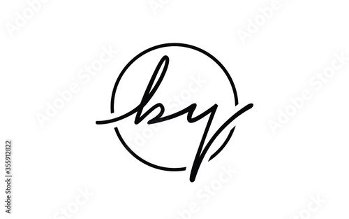 by or yb Cursive Letter Initial Logo Design, Vector Template