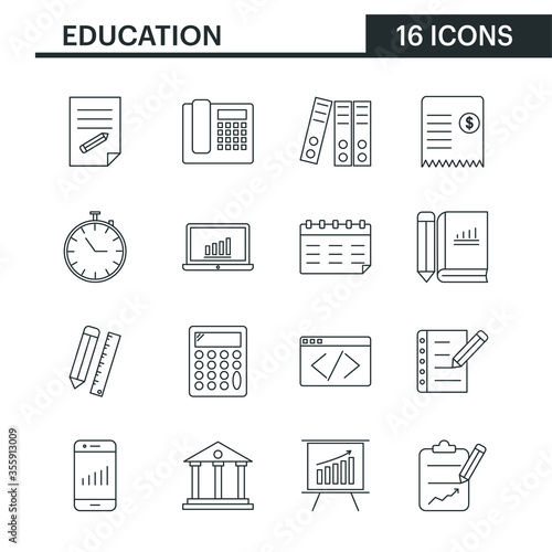 Simple Set of Education Related Vector Line Icons. All are 16 