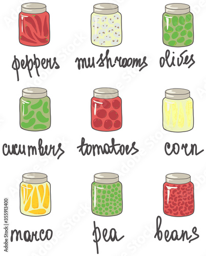 illustration of cans of canned vegetables