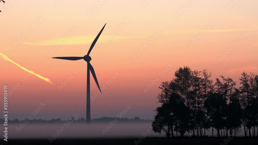 Wind Turbine At Sunrise, Wind Energy, fog in the morning
Wind Turbine At Sunrise, Wind Energy, fog in the morning