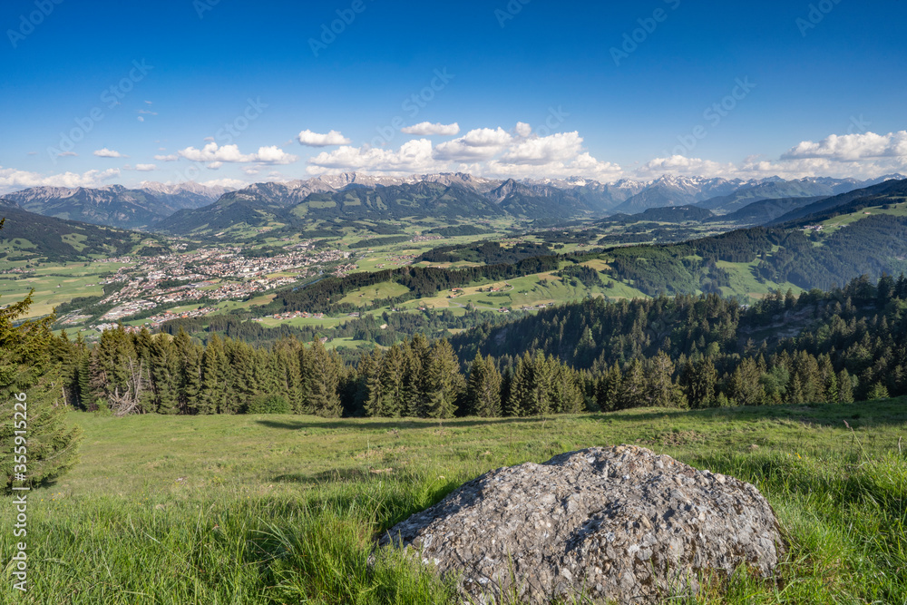 spectacular panoramic view over the Iller vally to the Allgau High Alps between Sonthofen and Oberstdorf, Allgau Alps, Bavaria, Germany, Landscape photography spectacular panoramic view over the Iller vally to the Allgau High Alps between Sonthofen and Oberstdorf, Allgau Alps, Bavaria, Germany, Landscape photography