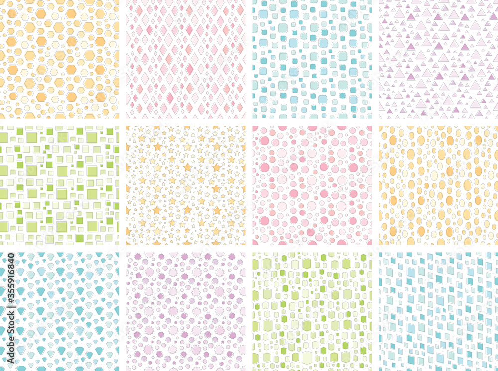 Seamless Geometric Shape Patterns (Pastel) Seamless Geometric Shape Patterns (Pastel)