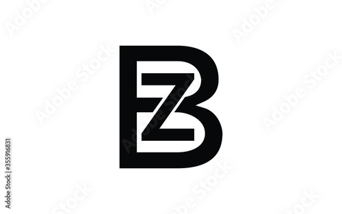 BZ or ZB Letter Initial Logo Design, Vector Template