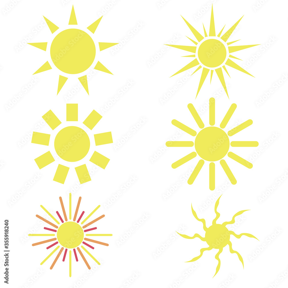 Sun icon set. Elements for design. Vector illustration. Sun icon set. Elements for design. Vector illustration.
