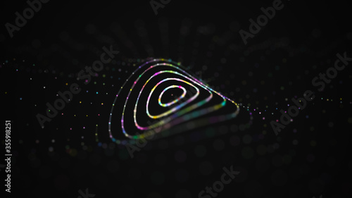 Wallpaper Mural Sound wave. Abstract current wave surface of ring circumferential lines. Data technology illustration. Big data visualization. 3d rendering. Torontodigital.ca