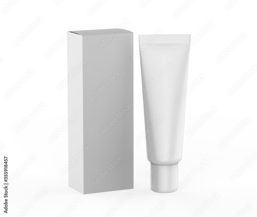 Glossy Cosmetic Tube With Ball Mock up on white background. 3d illustration Glossy Cosmetic Tube With Ball Mock up on white background. 3d illustration