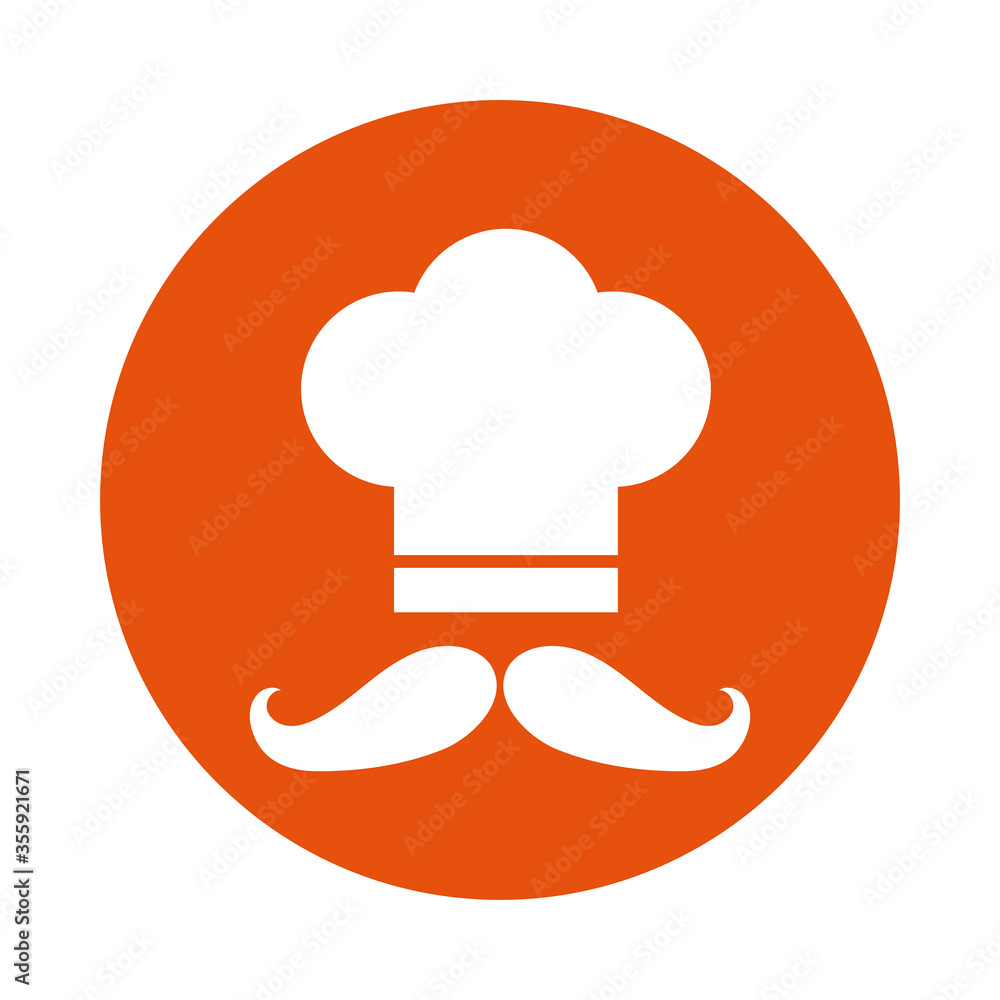 chef hat with mustache block style icon chef hat with mustache block style icon