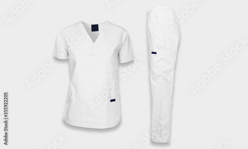 Medical laboratory clothing on a white background © H.M Abstracts