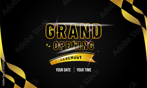 Grand opening background realistic style with confetti isolated on black background