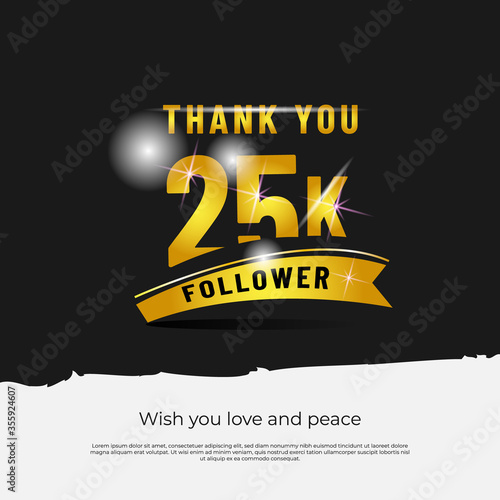 Thank you followers 25k black background design isolated vector eps 10