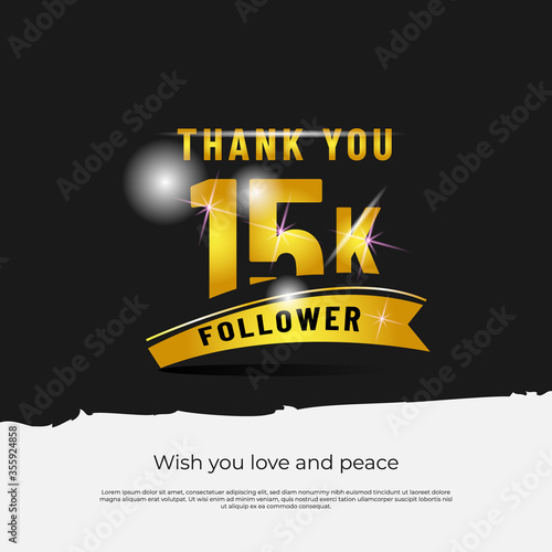 Thank you followers 15k black background design isolated vector eps 10 photo