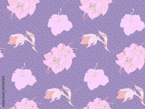 Image without seams. Beautiful pattern on a summer theme. Pattern consisting of  flowers and  herbs. Background image.
