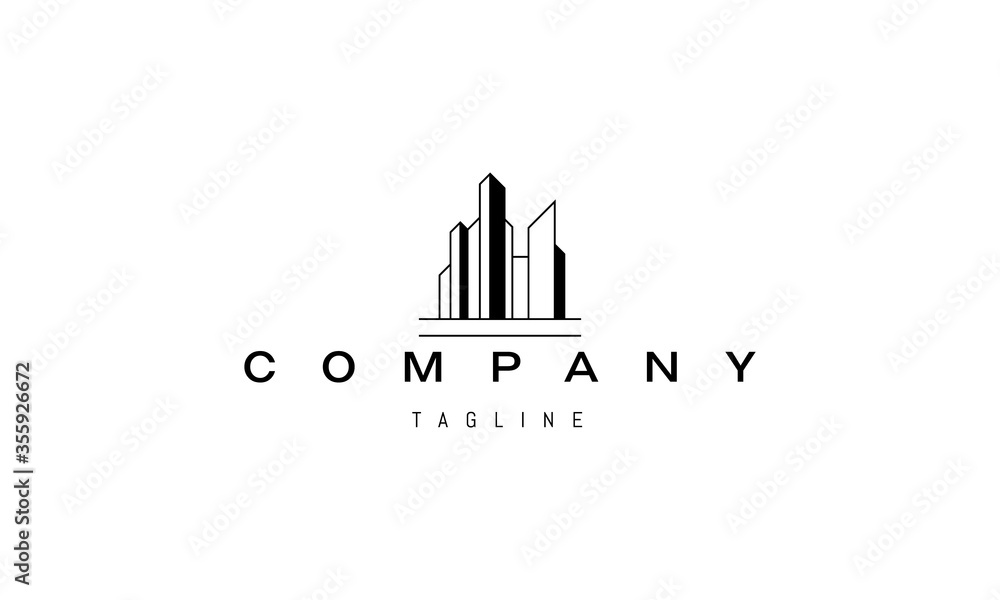 Vector logo on which an abstract image of a modern city. Vector logo on which an abstract image of a modern city.