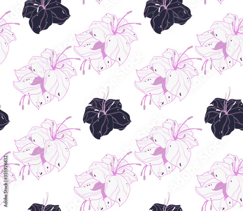 Image without seams. Beautiful pattern on a summer theme. Pattern consisting of  flowers and  herbs. Background image.
