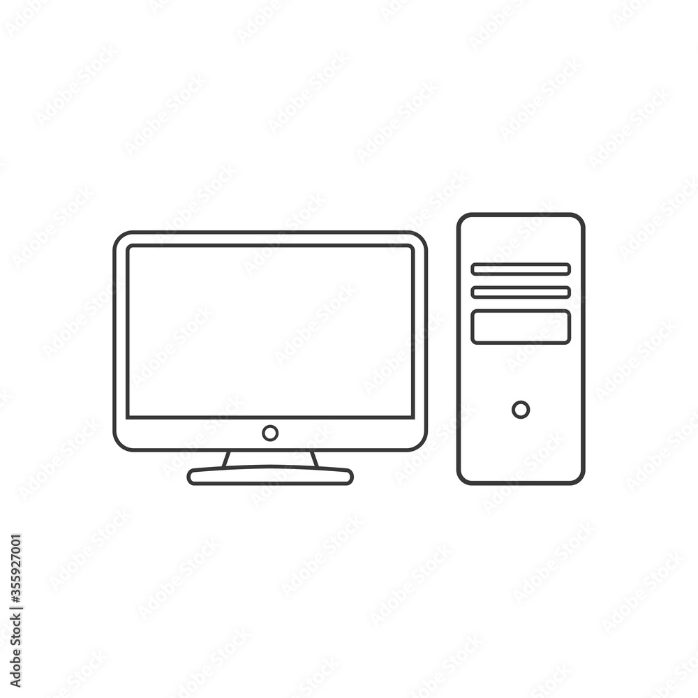 Desktop computer icon, outline stroke. İsolated vector illustration on white background Desktop computer icon, outline stroke. İsolated vector illustration on white background