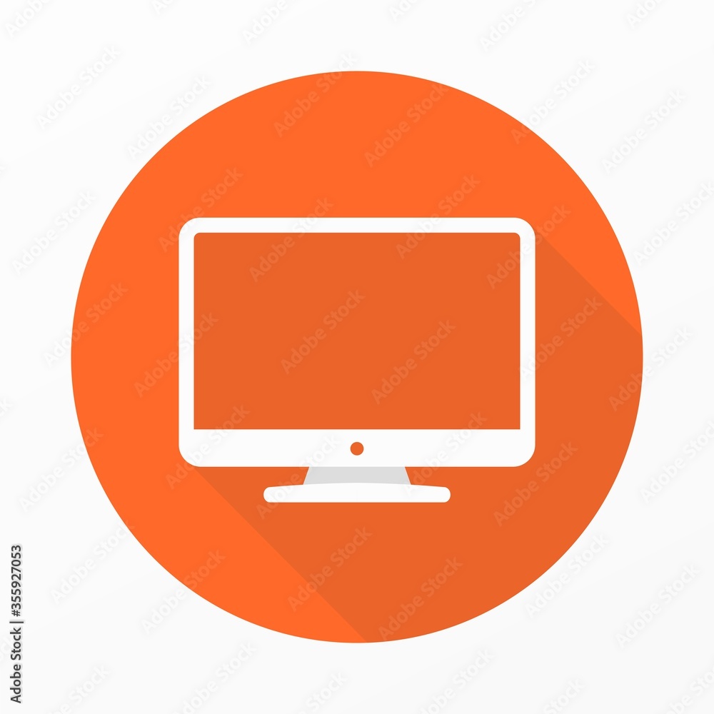 Computer sign logo with long shadow. Vector illustration on color background Computer sign logo with long shadow. Vector illustration on color background