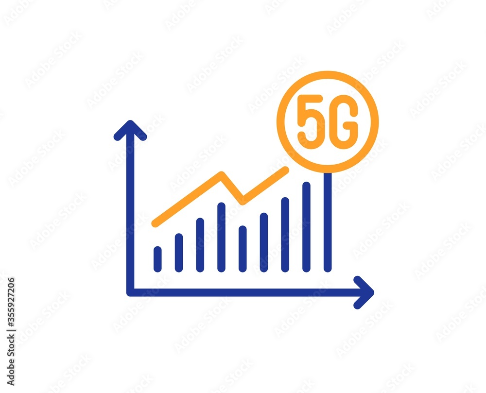 5g statistics line icon. Wireless technology sign. Wifi internet graph symbol. Colorful thin line outline concept. Linear style 5g statistics icon. Editable stroke. Vector 5g statistics line icon. Wireless technology sign. Wifi internet graph symbol. Colorful thin line outline concept. Linear style 5g statistics icon. Editable stroke. Vector