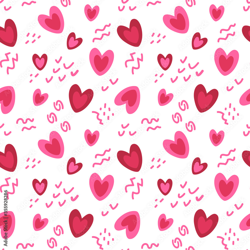 Valentine day hearts and doodle elements seamless pattern Valentine day hearts and doodle elements seamless pattern