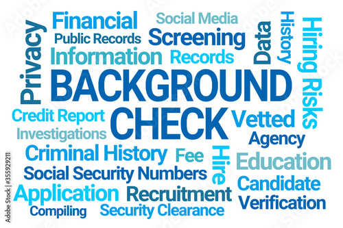 Background Check Word Cloud on White Background