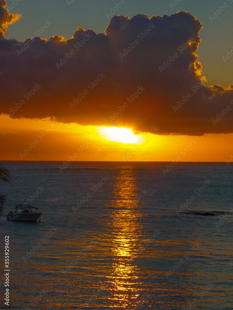 Sunset on the Indian Ocean in Grand Baie, Mauritius Island Sunset on the Indian Ocean in Grand Baie, Mauritius Island