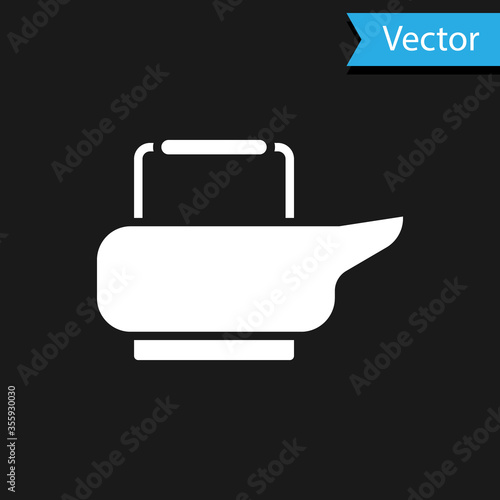 White Bedpan icon isolated on black background. Toilet for bedridden patients. Vector Illustration
