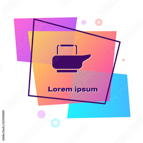 Purple Bedpan icon isolated on white background. Toilet for bedridden patients. Color rectangle button. Vector Illustration