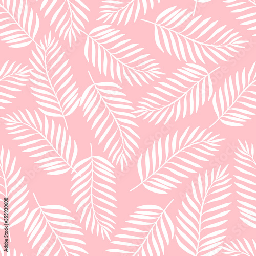 Tropical leaves and branches seamless pattern for fabric, textile, branding, summer products. Summer fun tropical repeating background