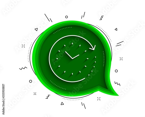 Time change line icon. Chat bubble with shadow. Clock sign. Watch symbol. Thin line time change icon. Vector