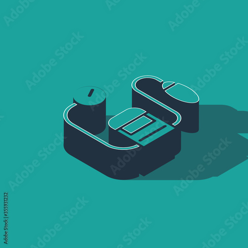 Isometric Blood pressure icon isolated on green background. Vector Illustration