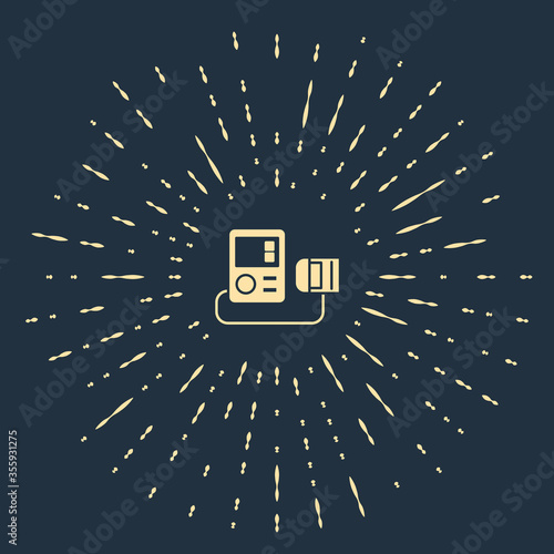 Beige Blood pressure icon isolated on blue background. Abstract circle random dots. Vector Illustration