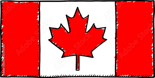 Sketch style doodle of Canada flag