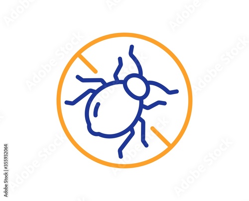 Mattress bed bugs line icon. Hypoallergenic sign. Anti-allergic symbol. Colorful thin line outline concept. Linear style bed bugs icon. Editable stroke. Vector