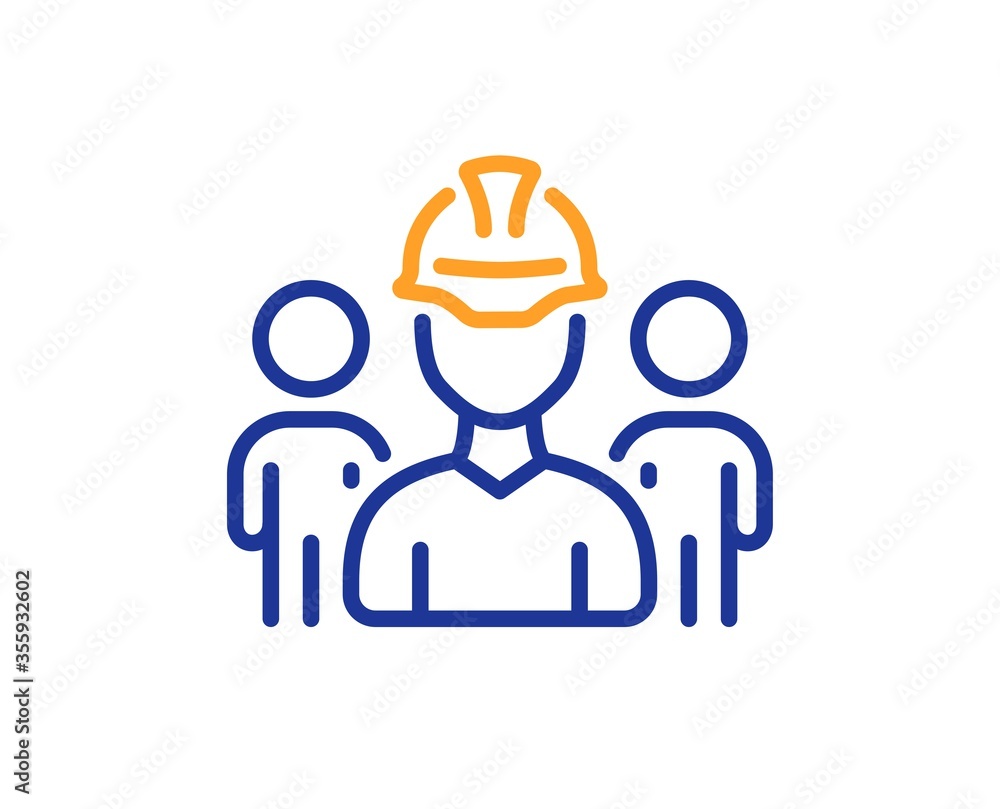 Engineer Avatar. Architect In Helmet Thin Line Flat Color Icon