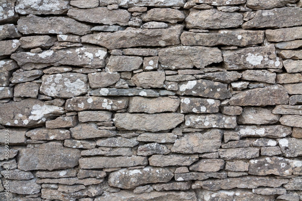 Close up of a stone wall fence in Faro Island, Sweden. 